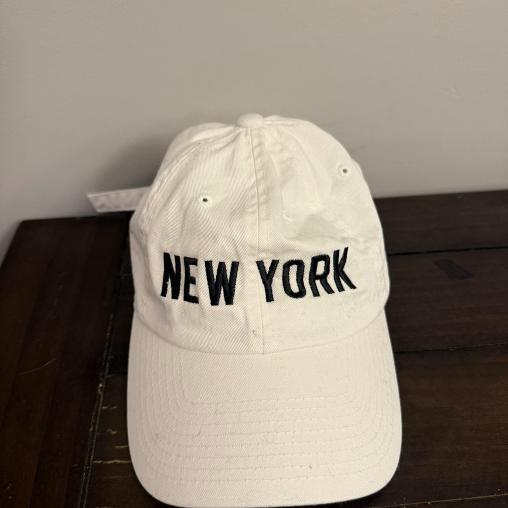American Needle New York White Cotton Dad Hat Adjustable Strap